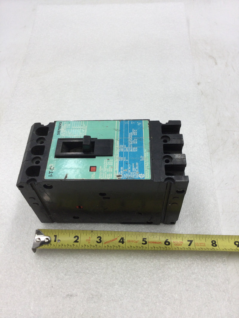 Siemens/ITE ED43B100 480 VAC 3 Pole 100 Amp Circuit Breaker with Shunt Trip