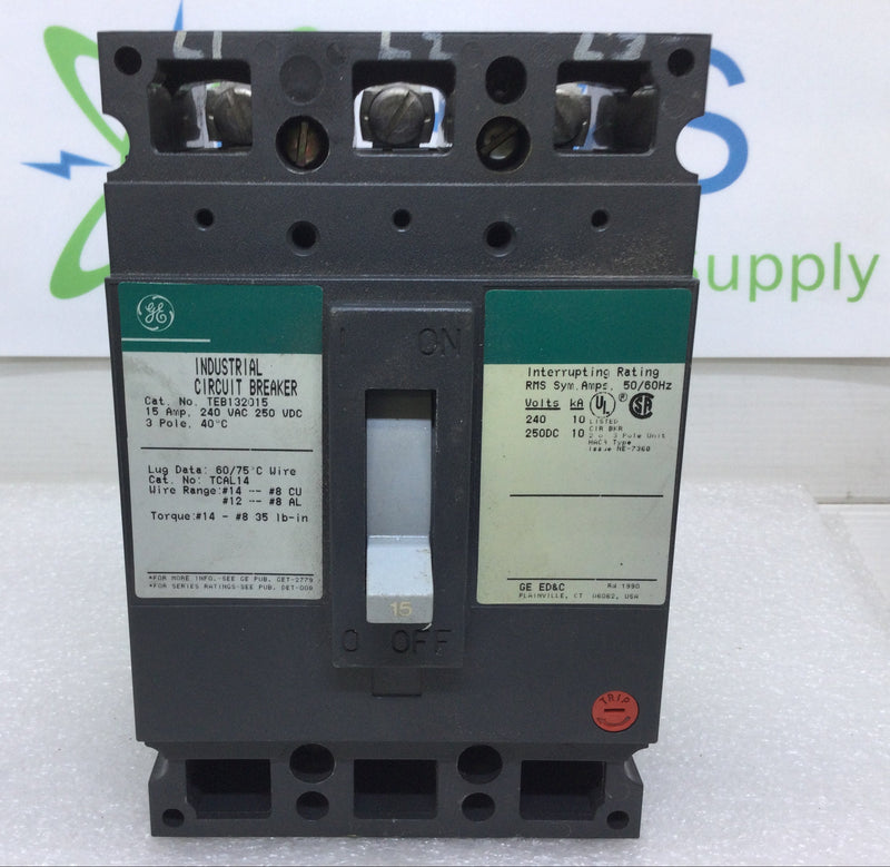 GE General Electric TEB132015 15 Amp 3 Pole 240V Circuit Breaker