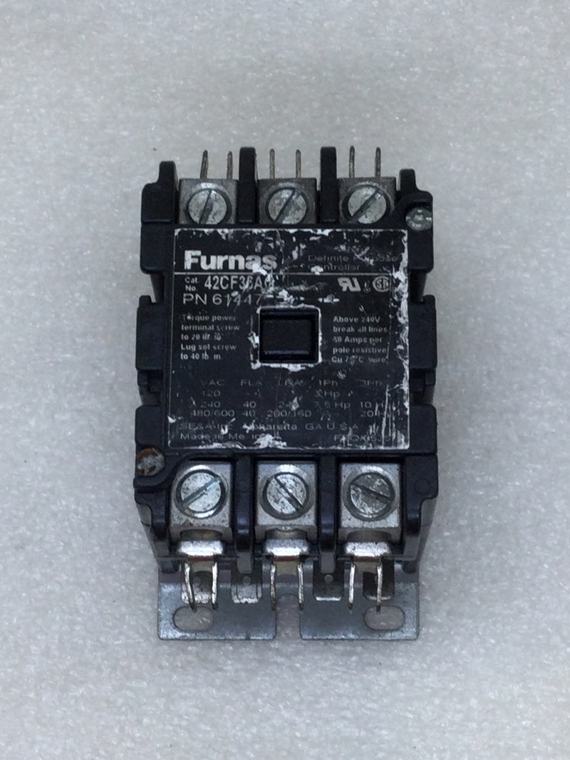 Furnas 42CF35A 40 Amp 3 Pole 120-600 VAC Definite Purpose Controller/Contactor with 240 VAC Coil