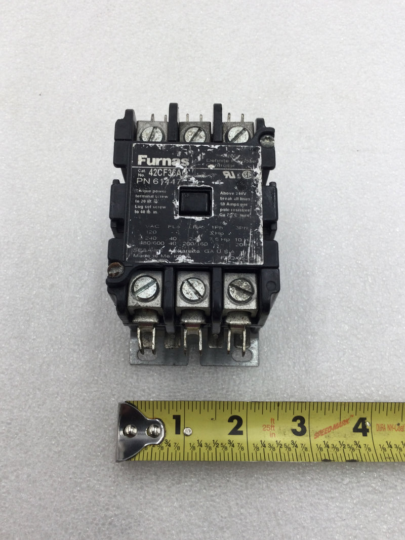 Furnas 42CF35A 40 Amp 3 Pole 120-600 VAC Definite Purpose Controller/Contactor with 240 VAC Coil