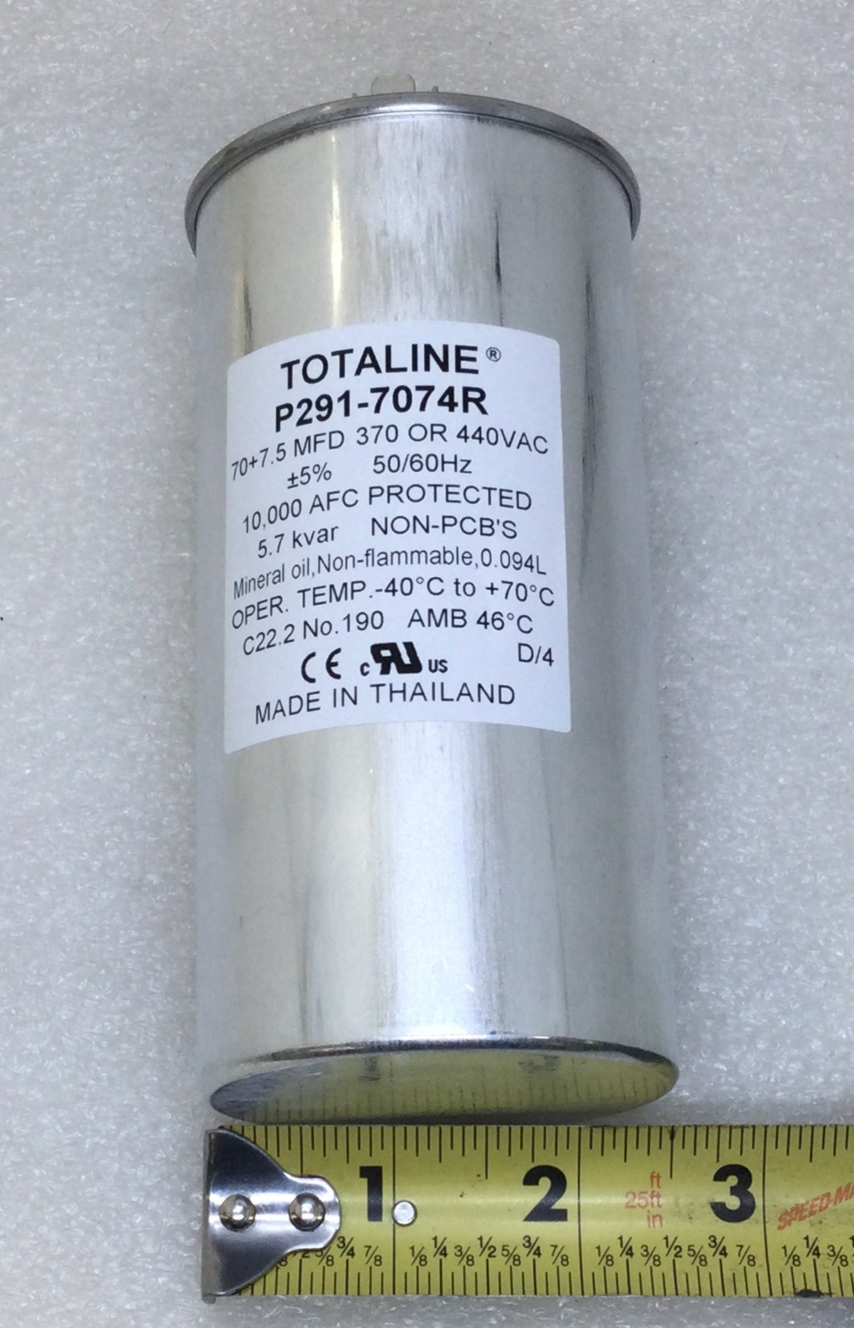 Totaline P291-7074R 70+7.5MFD +/-5% 370/440V 50/60Hz 70c/-40c Capacito