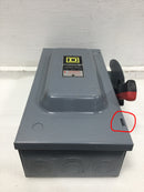 Square D HU362 60 Amp 3 Pole 600V Non-Fusible Heavy Duty Safety Switch - Flaw