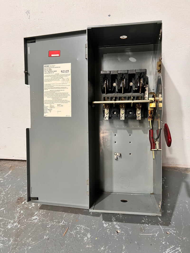 Westinghouse HUN363 100 Amp 600V 3 Phase Fused Indoor Disconnect