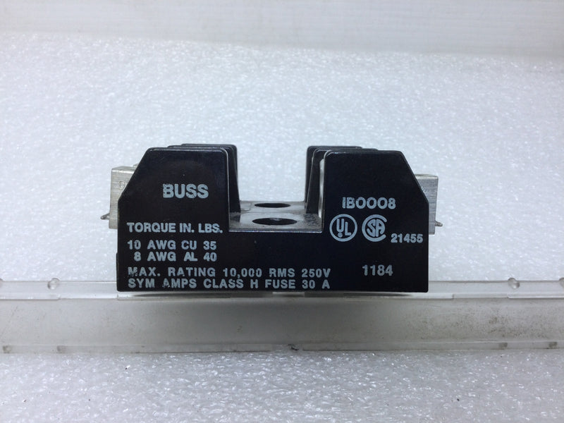 Buss IB0008 Fuse Holder 2-Pole 250V 30 Amp Use Class H Fuse Only