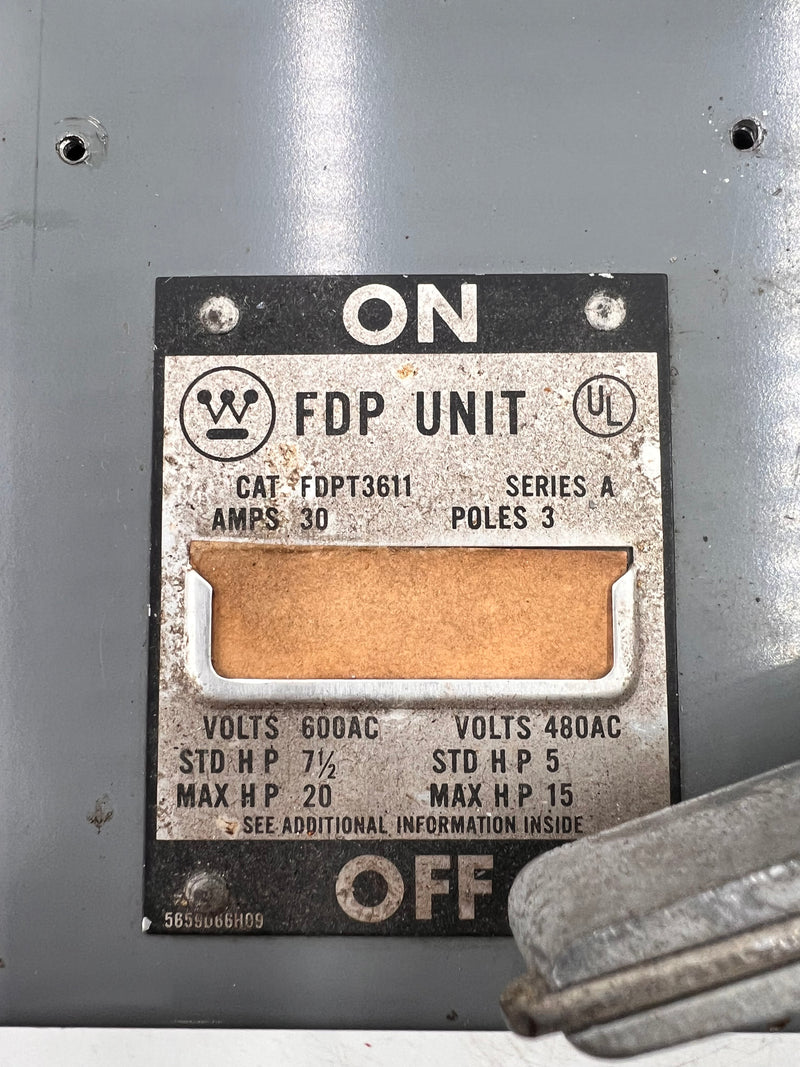 Westinghouse FDPT3611 30 Amp Twin Circuit 3 Pole Fusible Twin Panelboard Switch
