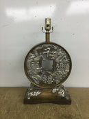 RSC RS-1037 Asian Themed Lamp with Hand Crafted Wood Base-Shade not Included