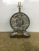 RSC RS-1037 Asian Themed Lamp with Hand Crafted Wood Base-Shade not Included