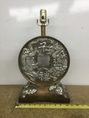 RSC RS-1037 Asian Themed Lamp with Hand Crafted Wood Base-Shade not Included