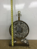 RSC RS-1037 Asian Themed Lamp with Hand Crafted Wood Base-Shade not Included