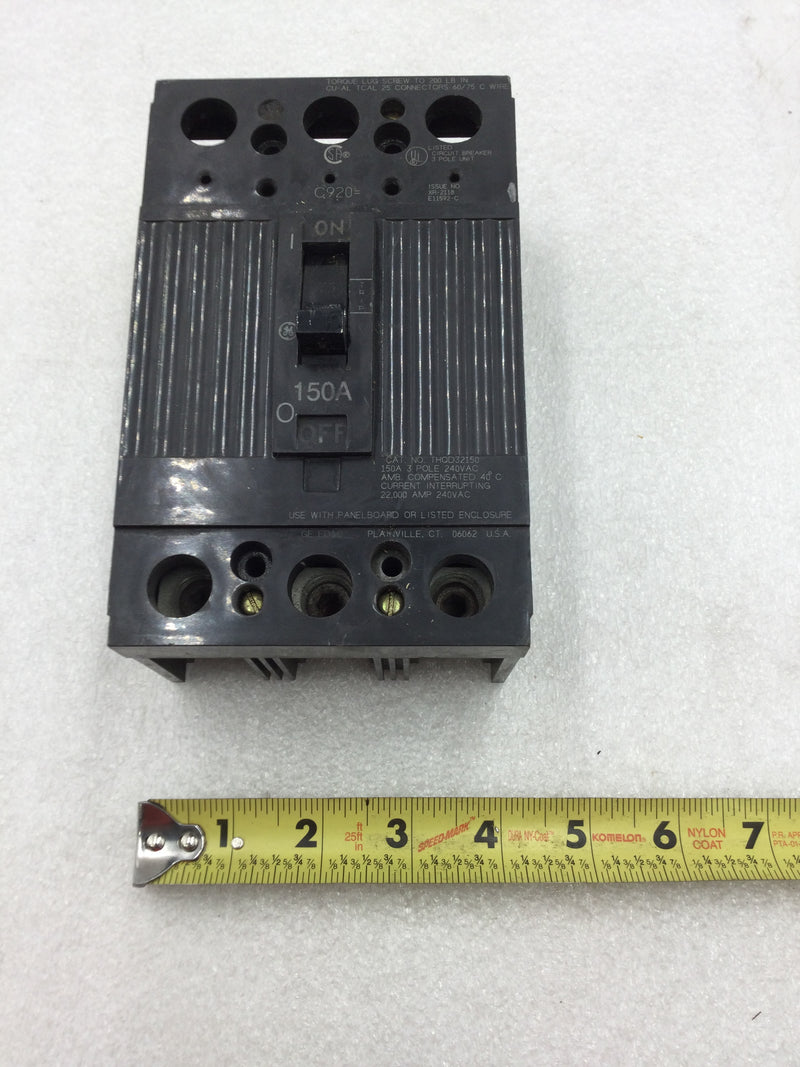 General Electric THQD32150 3 Pole 150A 240V 22KAIC Type THQD Circuit Breaker