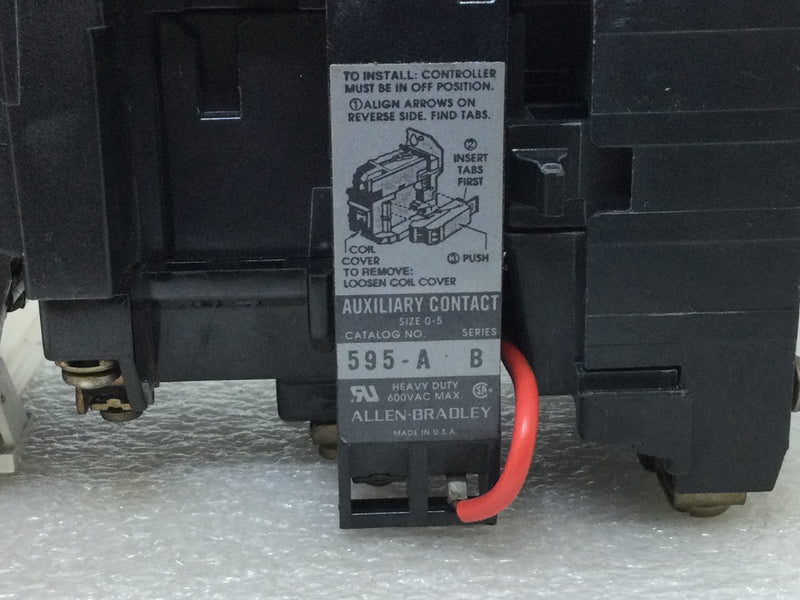 Allen-Bradley 509-B0D Motor Starter 27 Amp Max continuous 600V Max 1-Pole 1-Phase