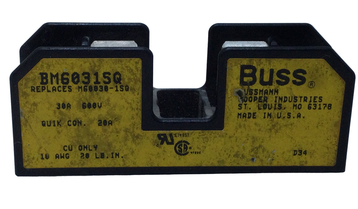 Buss BM60315Q 30 Amp 600V Fuse Holder Single Pole Quick