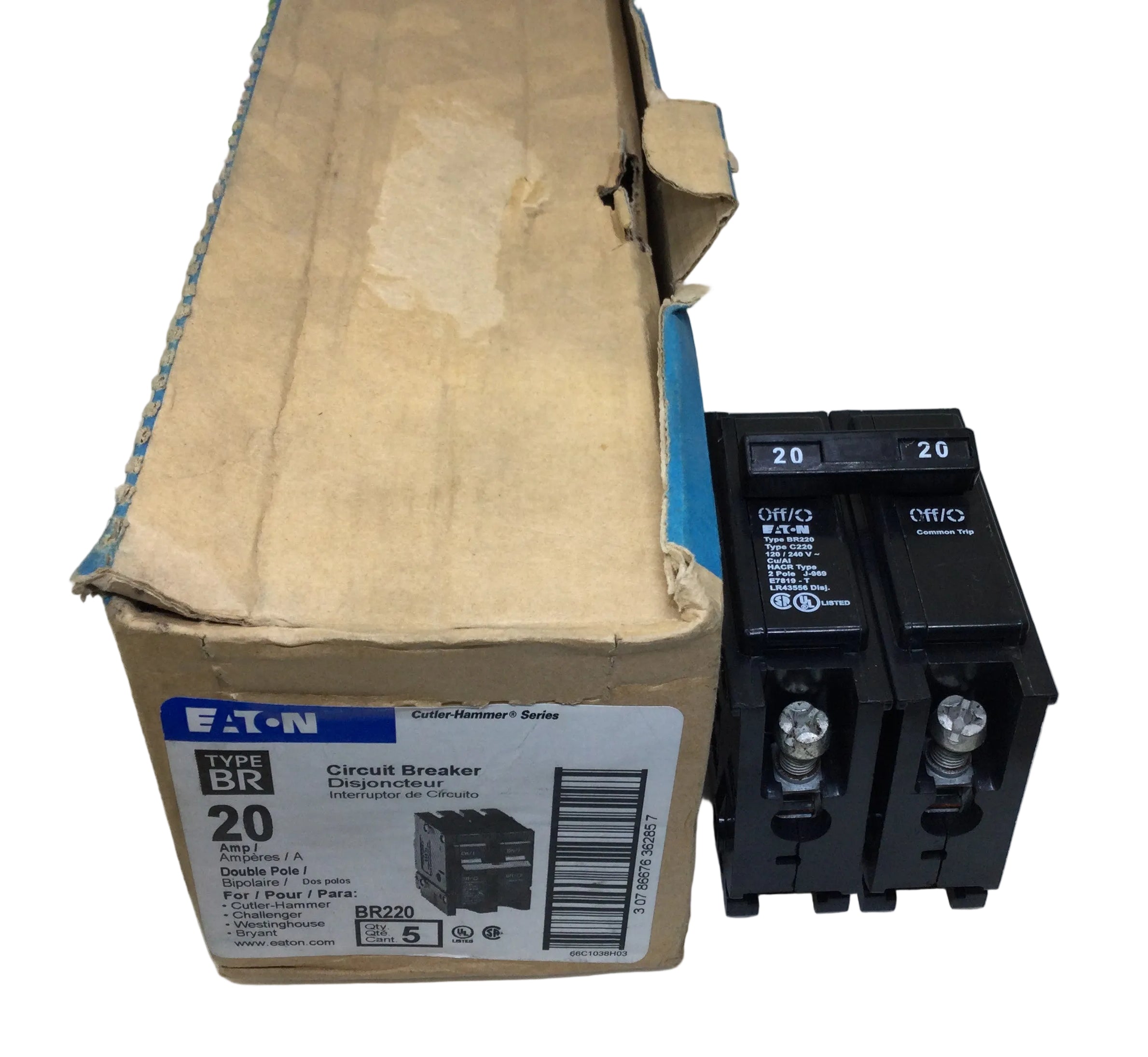 Eaton/Cutler-Hammer BR220/C220 20 Amp 2 Pole 120/240V Circuit Breaker