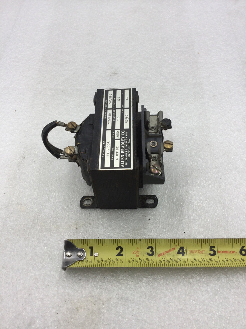 Allen Bradley X-183182 Control Circuit Transformer Primary 220/440 VAC and 240/480 VAC .050 KVA