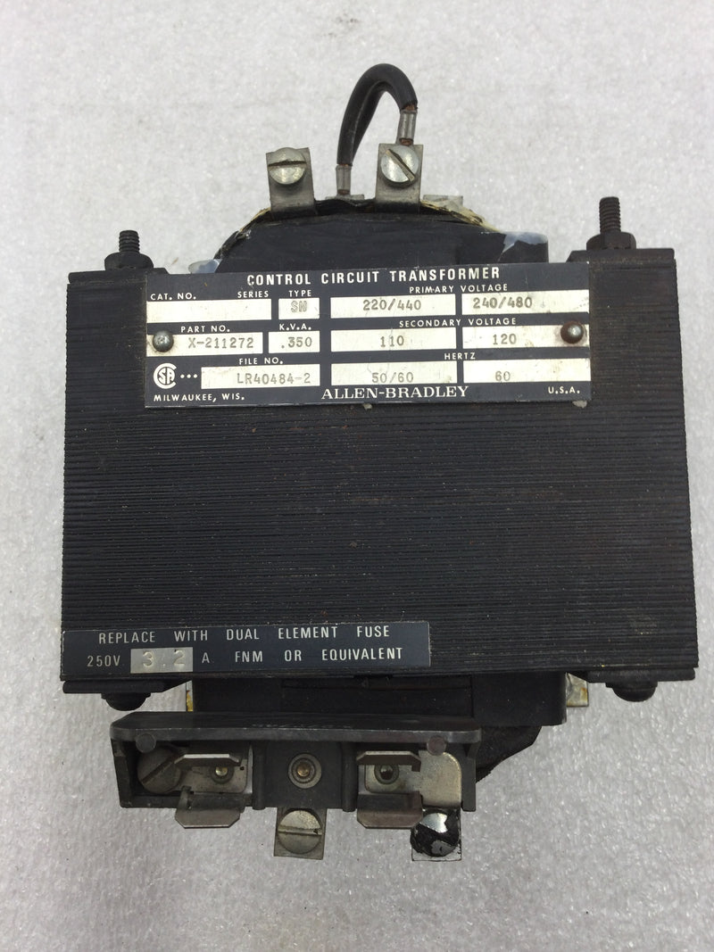 Allen-Bradley X-211272 Control Circuit Transformer Primary 220/440 VAC and 240/480 VAC .350 KVA