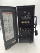 Square D D322NRB 60 Amp 3 Pole 120/240V Fusible Safety Switch 15" x 7"