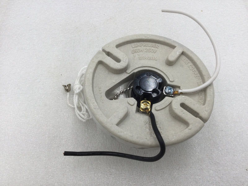 Hubbell Wiring Devices RL8816 250 VAC 660 Watt 6" Porcelain Pigtail Pull Chain Lamp Holder