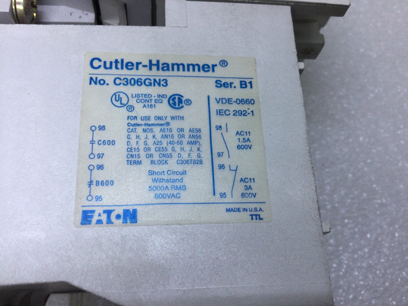 Cutler-Hammer/Eaton AN16DN0 Starter NEMA Size 1 27 Amp 600V  Series B1