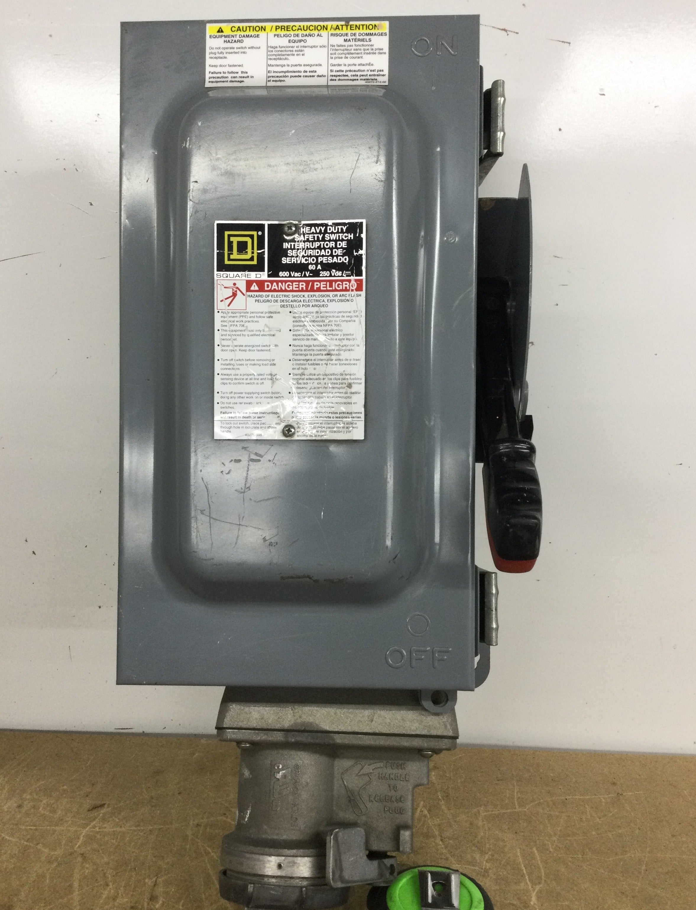 Square D H362AWC Disconnect Switch 60 Amp 240/480/600 VAC 3 Pole with