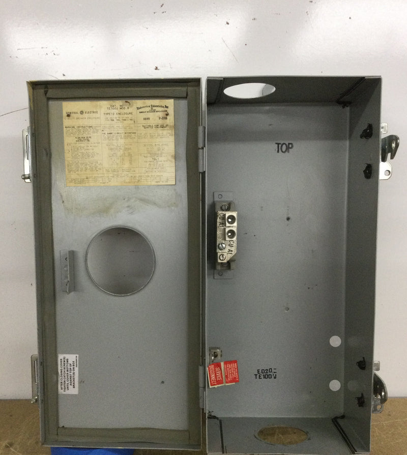 GE General Electric TE100J Type 12 Breaker Enclosure Rated at 100 Amp 600 VAC 8" X 17.5"
