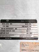 General Electric 8000-Line Control GE Model 8000 GEH-4961 MCC 12" Fusible Motor Starter Bucket Size 2 FVNR 20 HP