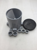 Scepter FBPEC 6" Deep X 5" Wide Round PVC Floor/Junction Box with 2-3/4" and 2-1" Inlets