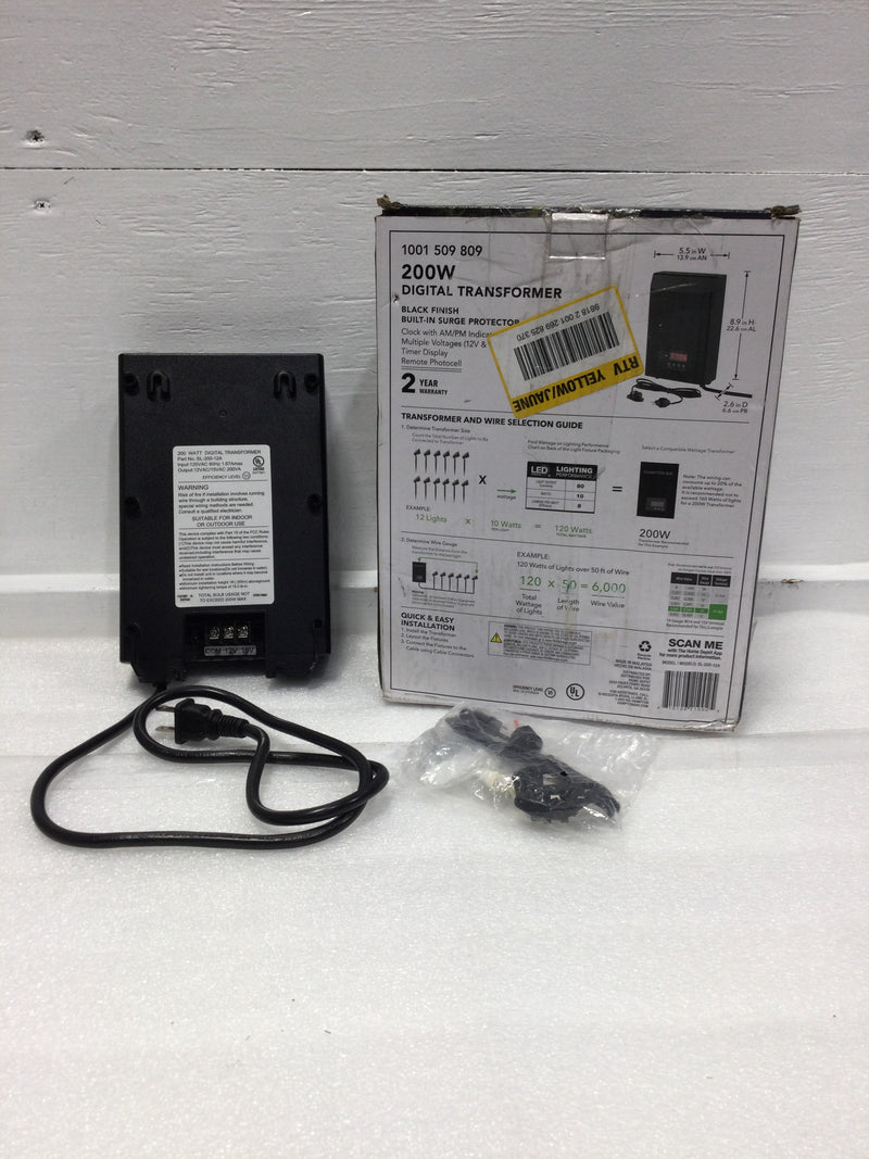 Hampton Bay 1001 509 809 Digital Transformer 200W Black Finish Built-In Surge Protector