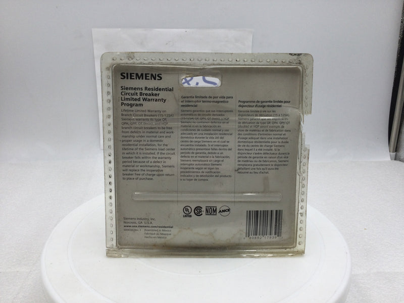 Siemens Q2100 100 Amp 2 Pole 240V Circuit Breaker - In Package Aged Stock