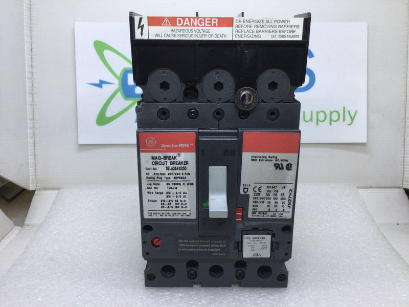GE General Electric SELA36A10030 30 Amp 3 Pole Mag-Break Circuit Breaker Spectra RMS Series