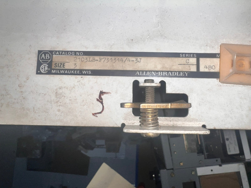 Allen Bradley Sz 3 MCC Receiving Unit 2103LB-F731314/4-3J Missing Cover