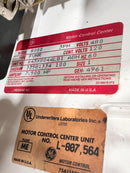 General Electric 8000-Line Control GE Model 8000 GEH-4961 MCC 12" Fusible Motor Starter Bucket Size 1 FVNR 7.5 HP