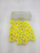 Lot of 32 Mixed Brands 3/4" Plastic Yellow Button Push-In Connectors for NM/Romex Cables