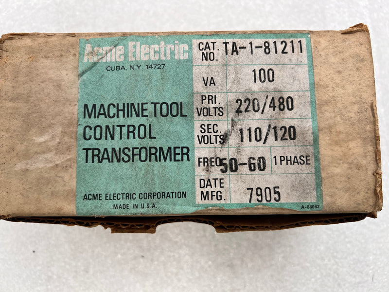 Acme Electric TA-1-18211 Machine Tool Control Transformer Primary: 220/480 Secondary: 110/120