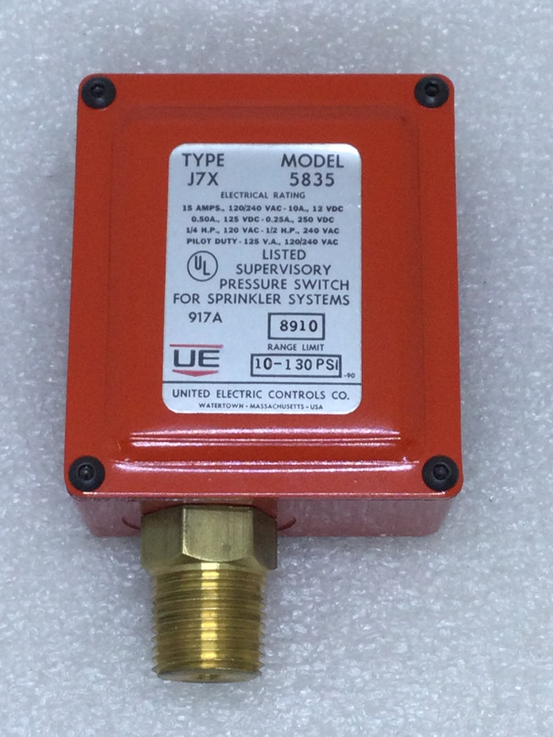 United Electric J7X 5835 UL Listed Supervisory Pressure Switch for Spr