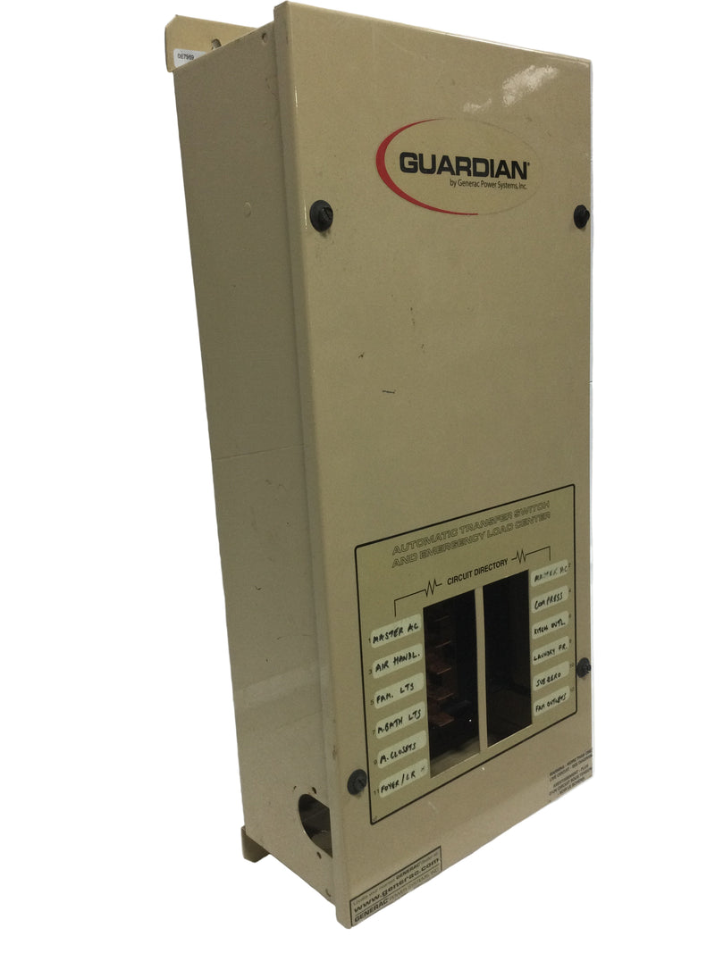Generac 0E7969 Guardian 12 Circuit 100 Amp 120/240V Transfer Switch/Load Center