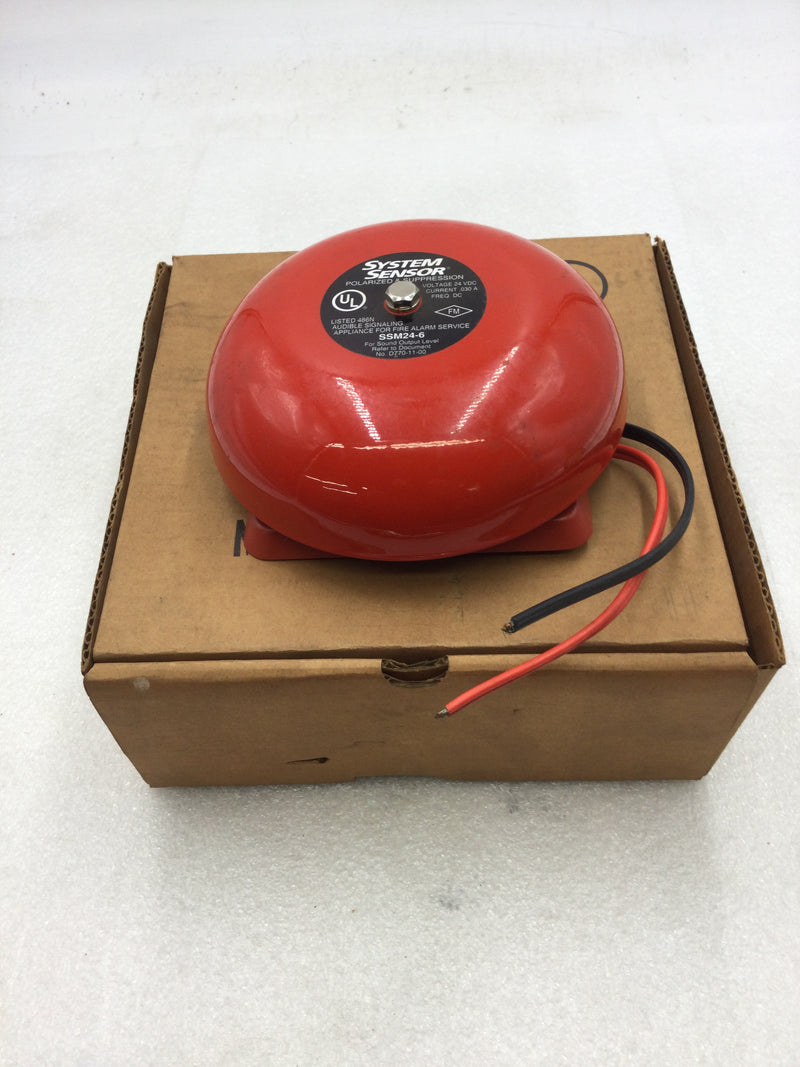 System Sensor SSM24-6 24 VDC  6" Fire Alarm Bell without Back Box