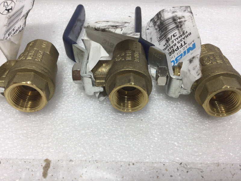 NIBCO T-FP-600A 3/8" brass ball valve - LOT of 4