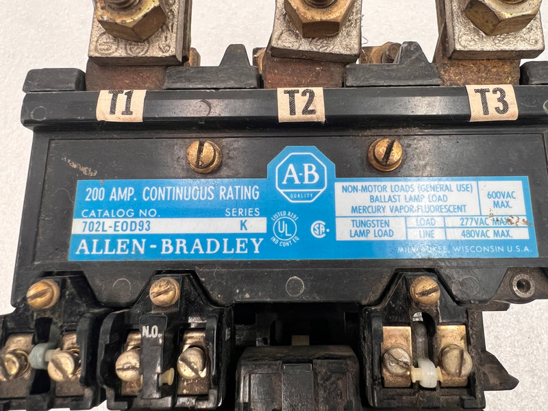Allen-Bradley 200A 3-Phase 702L-EOD93 Series K Lighting Contactor 600Vac