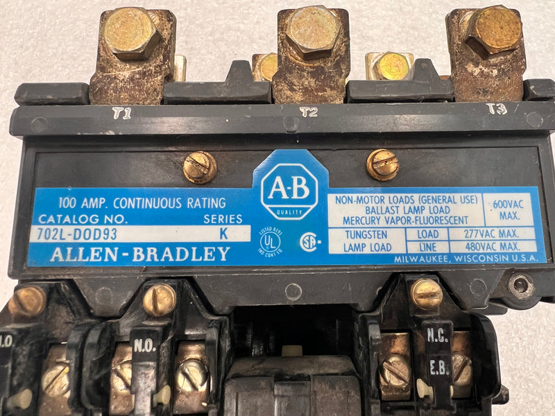 Allen-Bradley 100A 3-Phase 702L-DOD93 Series K Lighting Contactor 600Vac
