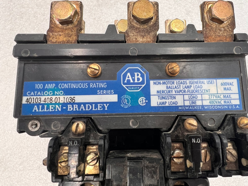 Allen-Bradley 100A 3-Phase 40103-408-01-1036 Lighting Contactor 600Vac