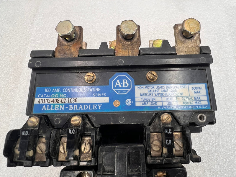 Allen-Bradley 100A 3-Phase 40103-408-02-1036 Lighting Contactor 600Vac