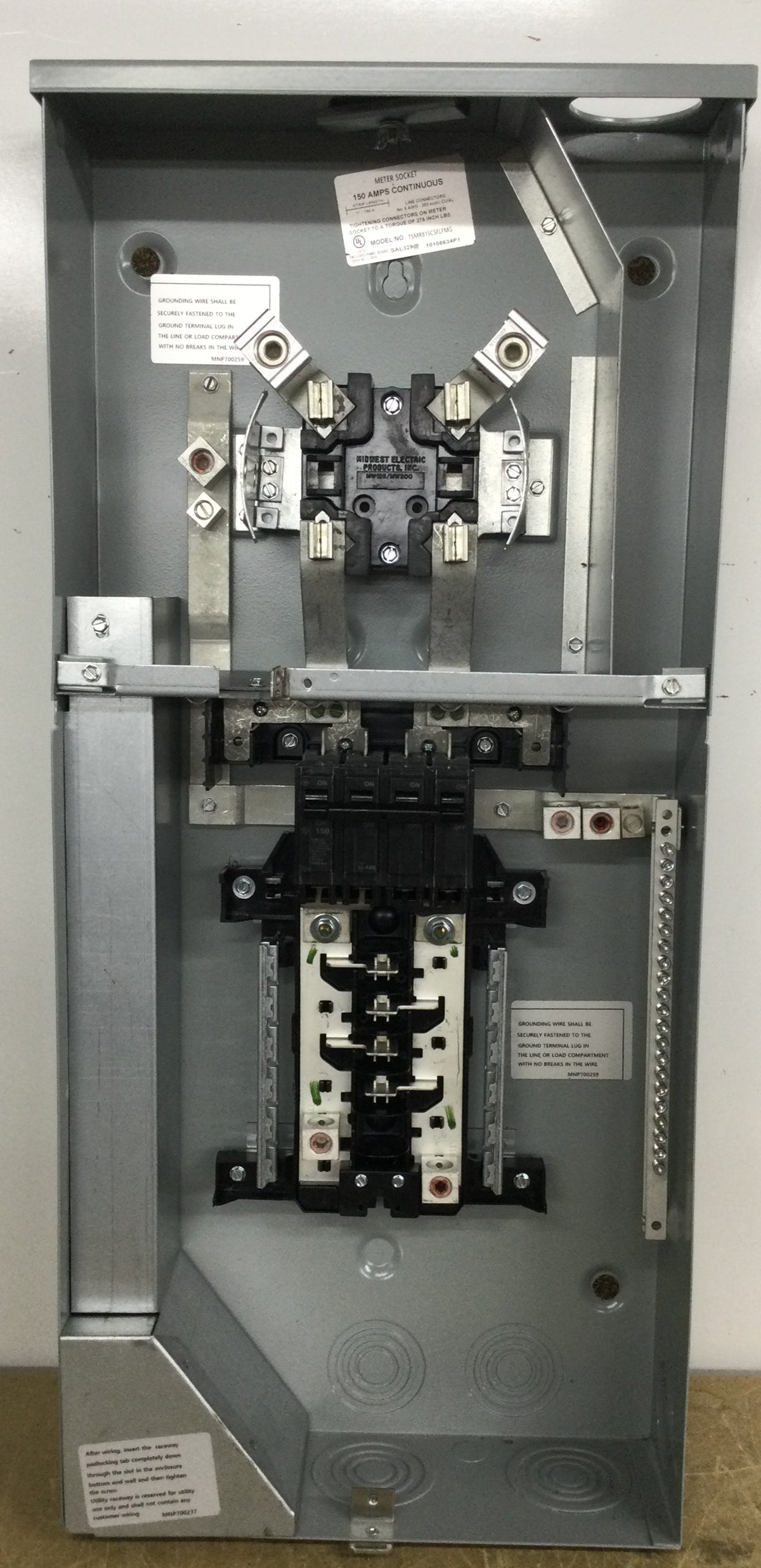 GE TSMR815CSFLFMG Outdoor Ringless Main Breaker Meter Socket