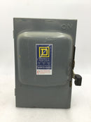 Square D D222N 60 Amp 2 Pole 120/240V Fusible Safety Switch 14 5/8" x 7 3/4"