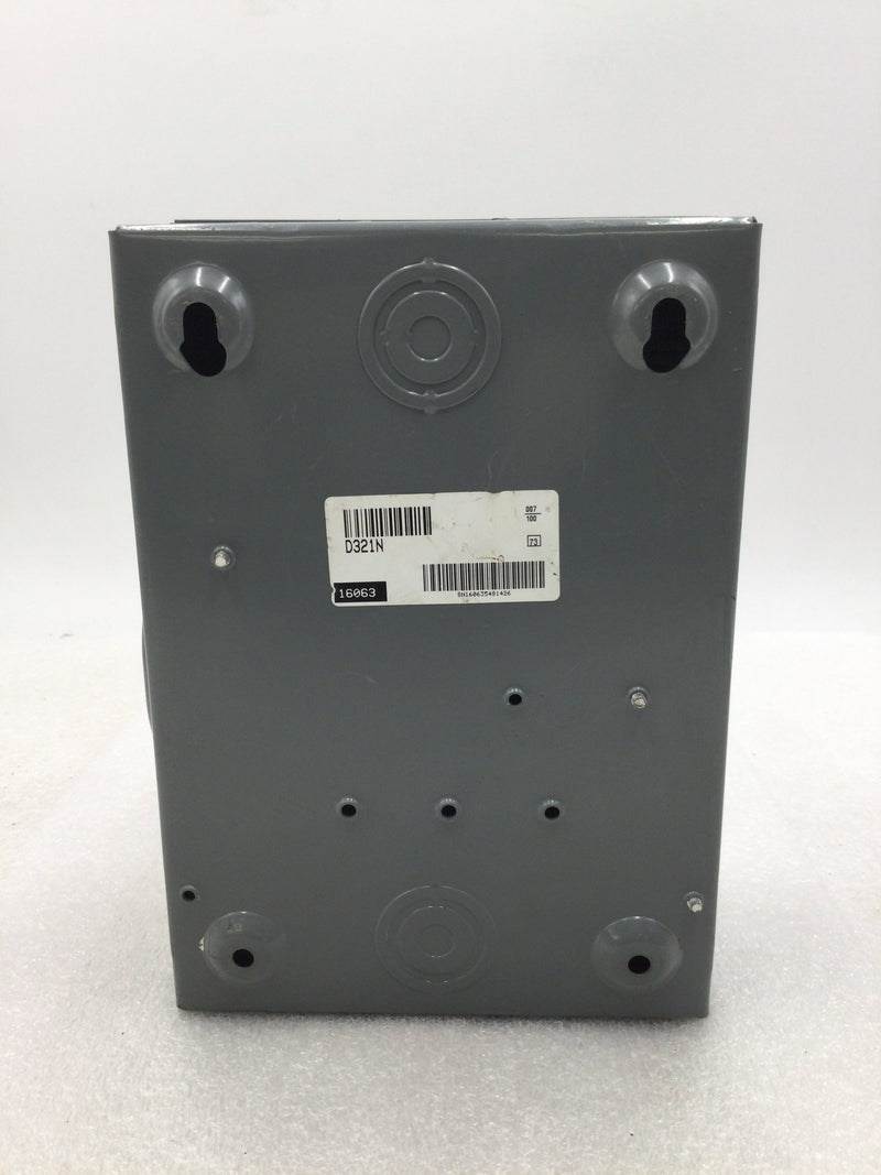 Square D D321N 30 Amp 240VAC 3 Pole Fusible Safety Switch Type Nema1 Enclosure