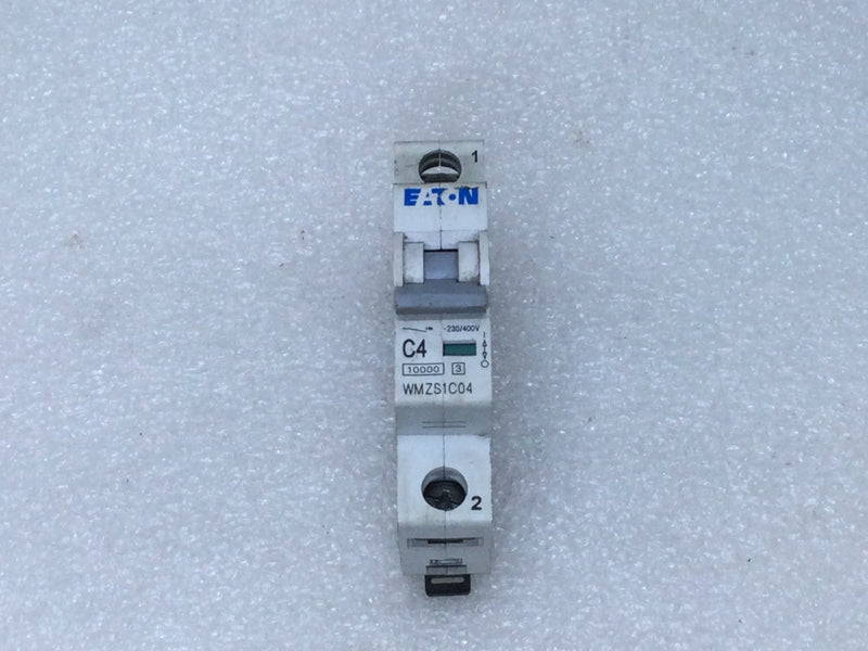 Eaton WMZS1C04 4 Amp 10kA 230/400V Type C4 Din Rail Mount Miniature Circuit Breaker
