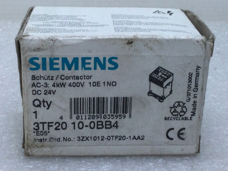 Siemens 3TF2001-0BB4 Contactor 16 Amp 600V Max. VDE0660