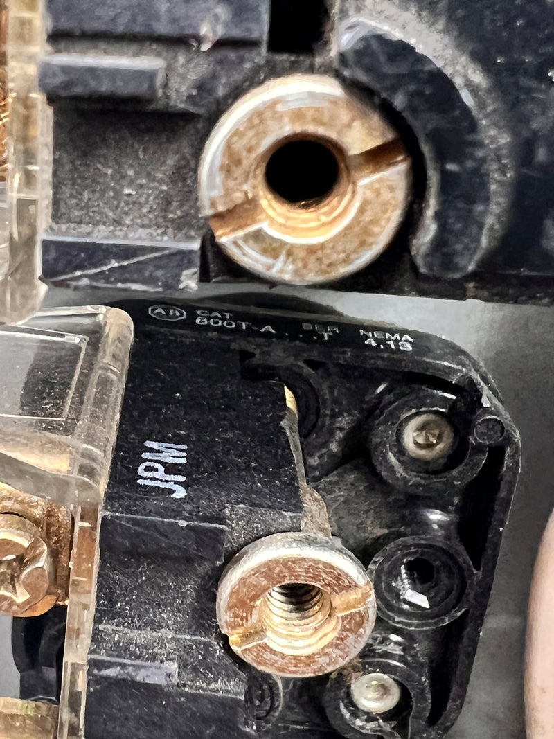 Hoffman E-D3PBX 3 Hole Push Button Enclosure with A-B 800T-A Black Push Button and A-B 800T-PA16 and 800T-PB16  Indicator Lights