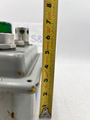 Hoffman E-D3PBX 3 Hole Push Button Enclosure with A-B 800T-A Black Push Button and A-B 800T-PA16 and 800T-PB16  Indicator Lights