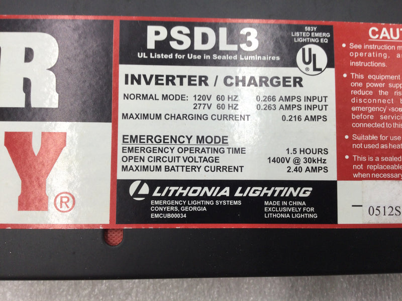 Lithonia Lighting PSDL3  Power Sentry Emergency Ballast for Compact Fluorescent Fixtures