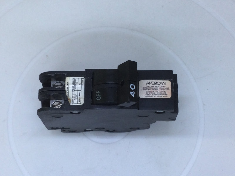 American Brand FPE NC240 2 Pole 40 Amp 240v Stab-Lok Circuit Breaker